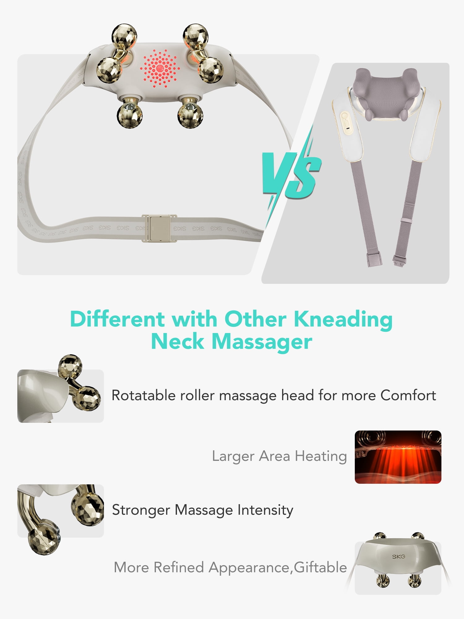 SKG Neck Massager for Pain Relief Deep Tissue FSA HSA Eligible Shiatsu Massager with Heat, Neck Massager for Neck and Shoulder H7 Ultra E