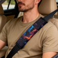 thumbnail image 5 of Xoenoiee Wolf Fire Flower Pattern Faux Leather Interior Accessories Set of 5, Waterproof Car Seat Cover Car Seatbelt Cover Armrest Cover Pad Universal Fit Truck SUV, 5 of 7