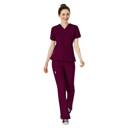 

WonderWink Origins Women s The Bravo 5-Pocket Top & Romeo Flare Pant Scrub Set