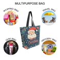 thumbnail image 7 of FORMRS Womens Canvas Tote Bag with Zipper Inner Pocket Shoulder Handbag, Blue Christmas Santa, 7 of 7
