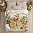 thumbnail image 5 of Whimsical Woodland Animals Floral Crown Fawn Meadow Scene, Festive Holiday Scene, Warm Flannel Blanket for Cabin and Lodge, Art Lovers Christmas Gift, Festive Home Decor, 5 of 9