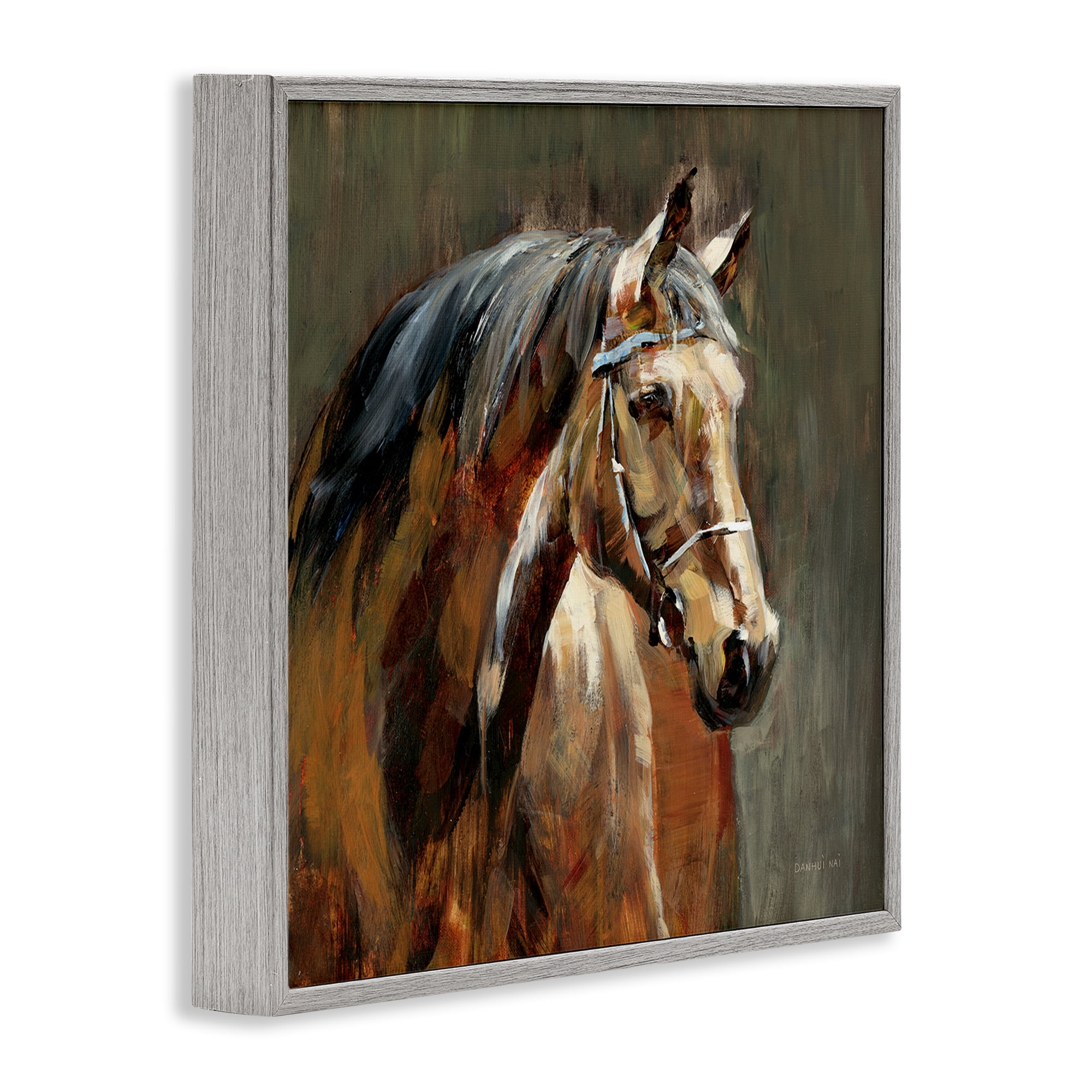 Stupell Industries Horse in Stable at Dusk Gray Framed Giclee Art, design by Danhui Nai