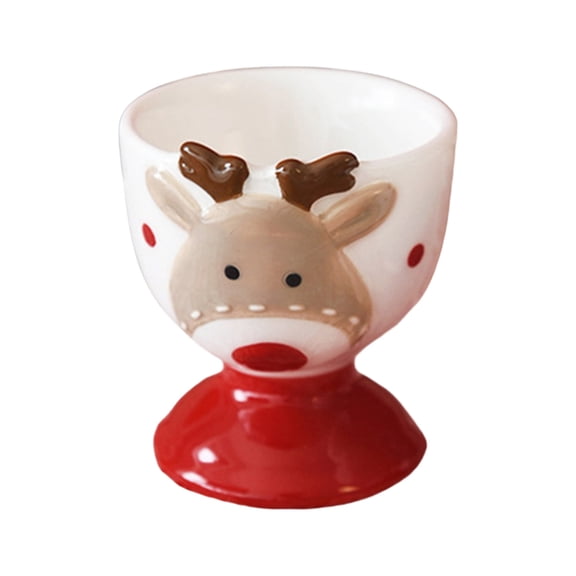Santa/Elk Ceramic Eggs Cup for Christmas Breakfast Family Gathering Accessory