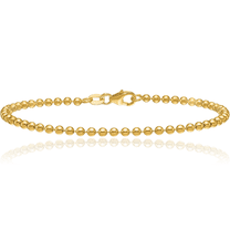 18K Solid Yellow Gold 2.5mm Beaded Ball Chain Bracelet