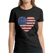 USA Love Tee for Women - Graphic Tshirts - American Flag Patriotic 4th of July Party