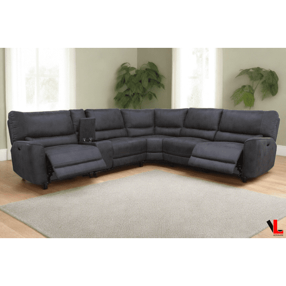 Levoluxe Atlas Corner Sectional Sofa with Console and Power Recliners in Kori Piompo Faux Leather