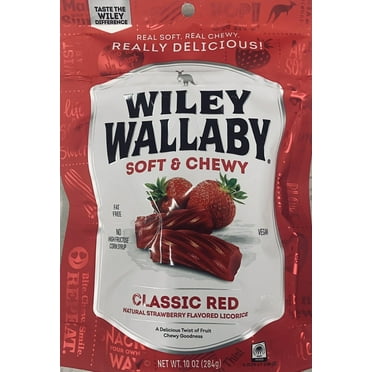 Wiley Wallaby Soft & Chewy Classic Red STRAWBERRY Australian Licorice 10 Oz Bag