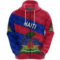 thumbnail image 2 of Nueva moda deportiva con estampado de bandera haitiana, sudaderas con capucha con cremallera, emblema nacional de la isla de Haití del mar Caribe, impresión 3D, jerseys de manga larga, 2 of 5