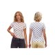 thumbnail image 3 of Camiseta de verano para mujer, estilo casual, corte ajustado, con estampado de lunares, cuello redondo y manga corta., 3 of 9