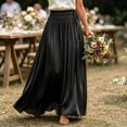 thumbnail image 5 of IUYRTFE Women's Solid Color Maxi Skirt Flowy Sheer Fabric Elastic Waist Long Casual Skirt, 5 of 7