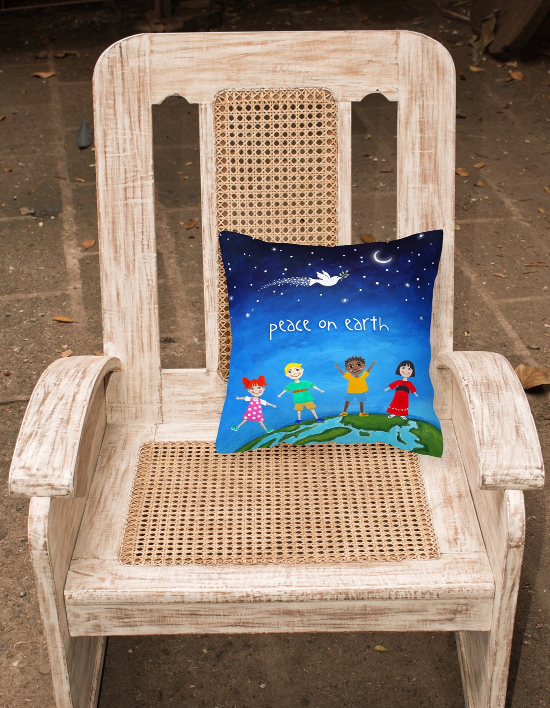Carolines Treasures VHA3039PW1818 Peace on Earth Fabric Decorative Pillow Patio-Furniture-Pillows Multicolor