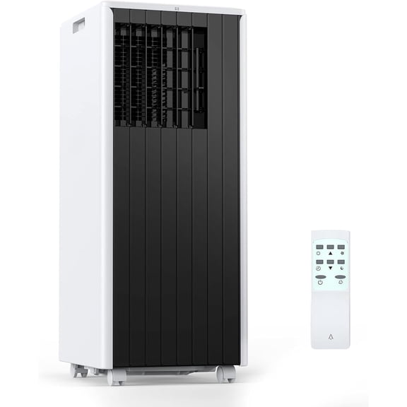 8,000 BTU Portable Air Conditioner, Smart Control, Cools Up to 350 Sq. Ft., With Dehumidifier & Fan Mode, Easy- to-Use Remote Control & Window Installation Kit Included, Black