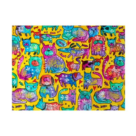 Canvas Wall Art - Dean Russo 'Puppers and Kittehs' Wall Art for Living Room, Bedroom, or Office Décor by Trademark Fine Art - 19 x 14 Inches