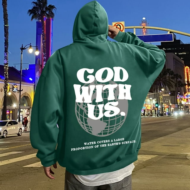 MHFRRA Sudadera con Capucha Estampada para Uso Diario Sudadera Informal para Mayor Comodidad y Estilo En Actividades Deportivas y de Ocio Verde oscuro