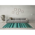 thumbnail image 3 of Ahgly Company Indoor Rectangle Solid Turquoise Blue Modern Area Rugs, 7' x 9', 3 of 4