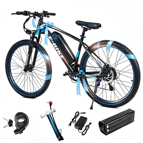 XKJ Electric Bike for Adults, 26”Electric Mountain Bike 576Wh Internal Battery & LCD Display,750W (Peak) Motor,7-Speed, Lightweight Ebike for Teens,40 Miles, Full Suspension,UL2849