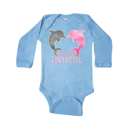 

Inktastic You re Flippin Fintastic Dolphins Gift Baby Boy or Baby Girl Long Sleeve Bodysuit