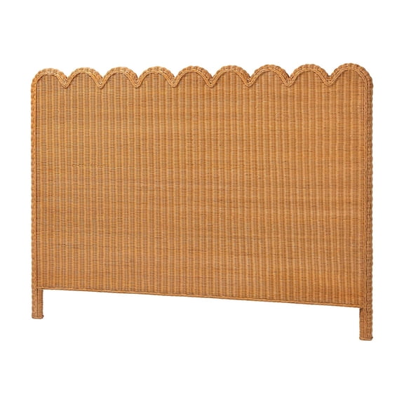 bali & pari Maritza Honey Scalloped Rattan Pitrit Queen Standalone Headboard