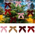 thumbnail image 1 of mfyjkho Paquete de 24 pequeños lazos navideños de terciopelo para decorar árboles, coronas, regalos y fiestas, 8,9 x 8,9 cm, color burdeos., 1 of 8