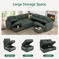 thumbnail image 3 of Marrber U-Shaped Sectional Sofa with Pull Out Bed and Storage, Modern Convertible Sleeper Sectional for Living Room, Apartment, Includes 2 Chaise Lounges, Pet Friendly Corduroy Fabric, Green, 3 of 8