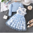 thumbnail image 5 of SONGGE Girls Floral Print Dress With Sheer Overlay And Jacket Summer Style Outfit Sets Toddlers Kids Back To School Cute Clothing Sets, 5 of 8