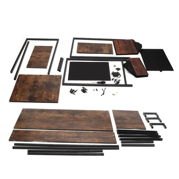 Industrial Computer Desk, Computer Desk With Raised Shelf Sturdy  For Home