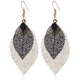 thumbnail image 1 of Pendientes colgantes de cuero para mujer Pendientes de lentejuelas de hojas impresas Pendientes ligeros antiguos Adepaton LRWJ914-2, 1 of 1