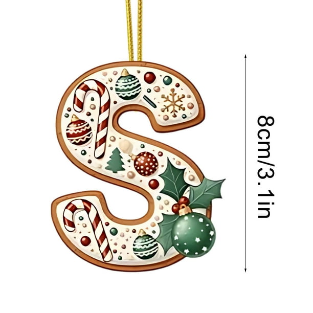 Decoraciones de Árbol de Navidad 2D Acrílico Decoración Carta Colgante con 26 Letras Diy Navidad Decoración Del Hogar Ornamentos Del Árbol de Navidad