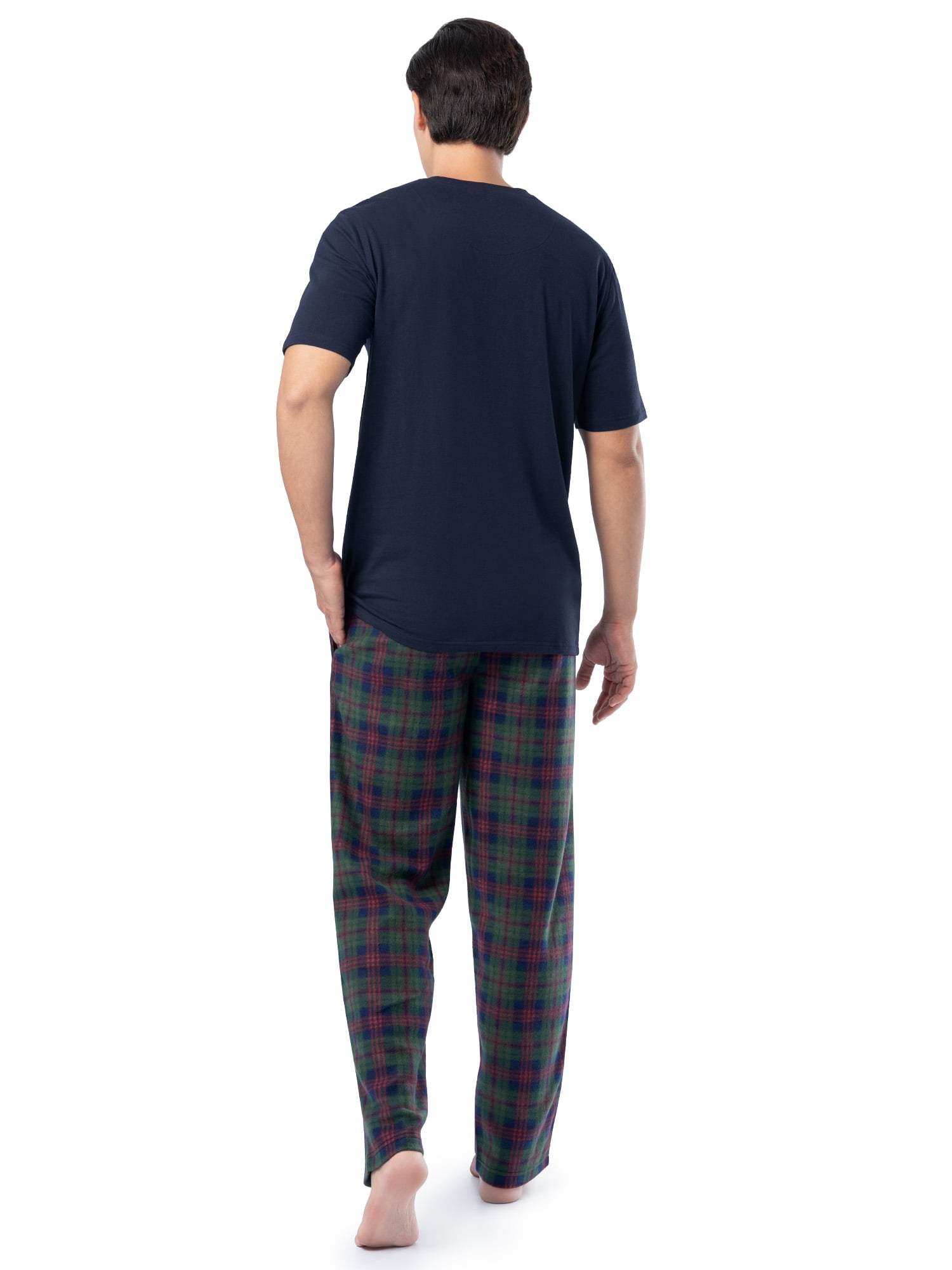 Fruit of the Loom Men's Crewneck Tee and Fleece Pajama Pants Set, 2-Piece, Sizes S-5XL