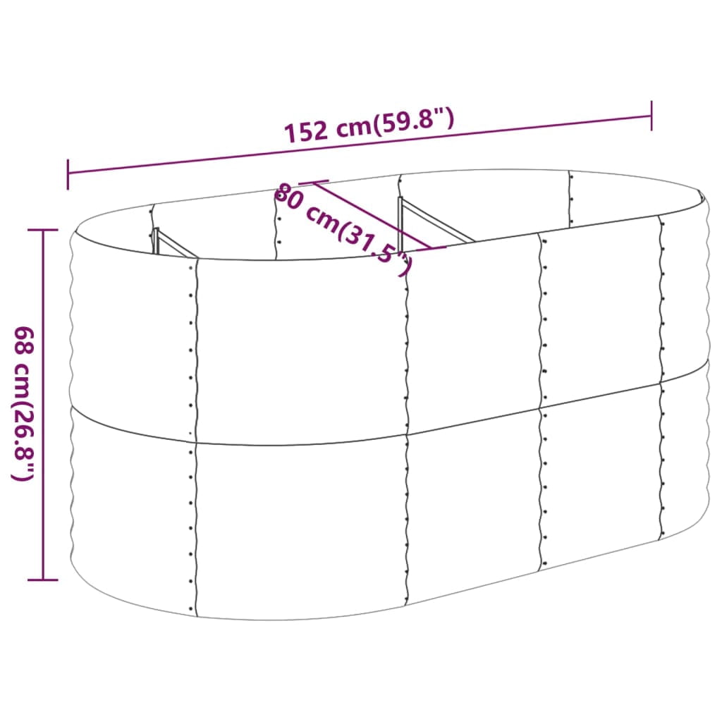 vidaXL Garden Raised Bed Powder-coated Steel 59.8"x31.5"x26.8" Anthracite
