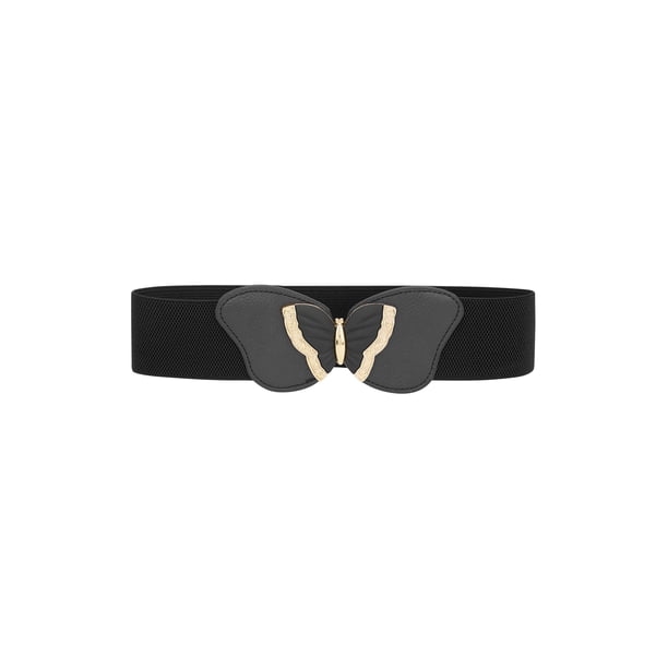 Cinturilla elástica ancha INSPIRE CHIC para mujeres, elegante y vintage para pantalones y faldas 65x6cm/25.6x2.4" Negro 2