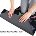 thumbnail image 3 of Black Colorful Dinosaurs Silhouettes Pattern Hot Yoga Mat Towel Non Slip for Hot Yoga - Quick-Drying Yoga Mat Cover with 4 Corner Pockets with Travel Bag - Hot Yoga Towel Non Slip 70"x26", 3 of 6