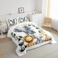 thumbnail image 3 of Manfei Wild Animal Elephant Full Size Comforter Sets,Zebra Lions Giraffe Bedding Comforter Set,Cute Zoo Animal Bedding Sets For Girls Kids,Breathable Home Decor Reversible,3pcs, 3 of 8