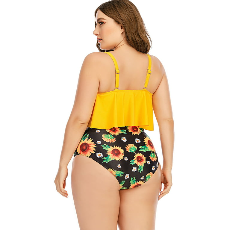 Swimsuits For Women Bikini Set Loose Fit Floral Printed Two Piece Bathing  Suits Swimsuit Tops Bra Size Sunflower Bathing Suit Tops for Women 34ddd