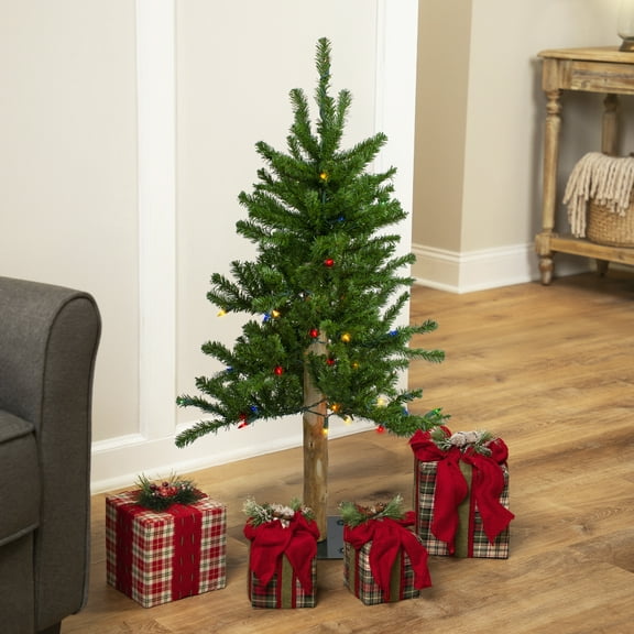 Northlight Pre-Lit Medium Alpine Artificial Christmas Tree - 3' - Multi Lights