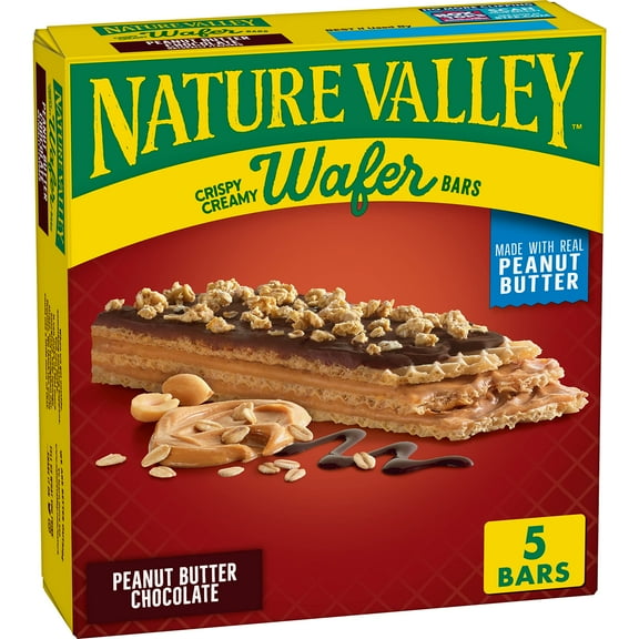 Pack of 2 - Nature Valley Wafer Bars, Peanut Butter Chocolate, 5 Bars, 6.5 Oz Packaging May Vary