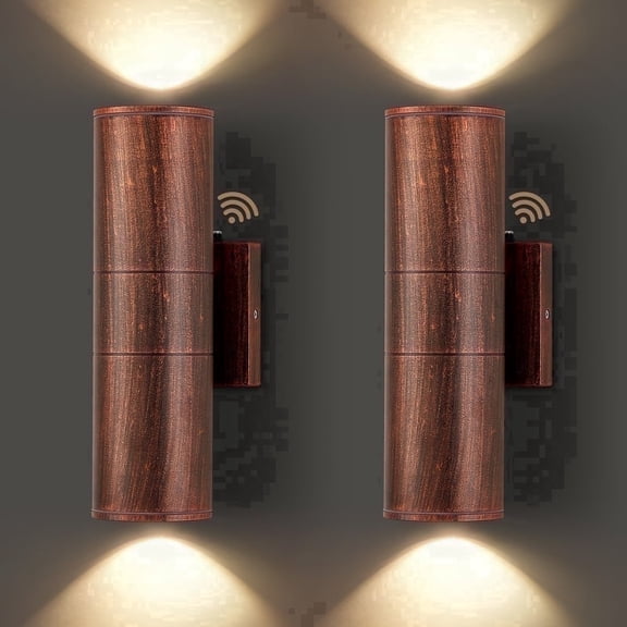 GCGAFUL 12 Inch Dusk to Dawn Outdoor Wall Light 2 Pack, Hardwired Oil-Rubbed Bronze Porch Sconce, Waterproof Lighting for Front Door, Patio. LED