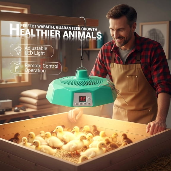 Chicken Coop Heater with Remote Control, Timing Chicken Heat Lamp, Smart Temperature Control Chick Brooder Heater, Cable Reptile Heating Lamp for Chicks Duck Dog Pet