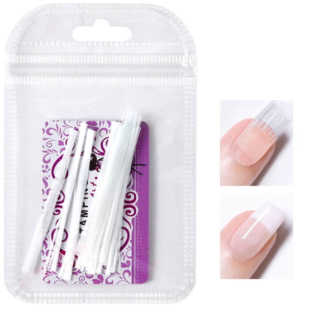 Jumpingount 1 rollo/10 Uds. Nail Art fibra de vidrio para Gel DIY uñas acrílico blanco puntas de extensión de uñas accesorio DIY Nail Spa herramienta Arte de uñas claro (YC01) Jumpingount MJ12962-01