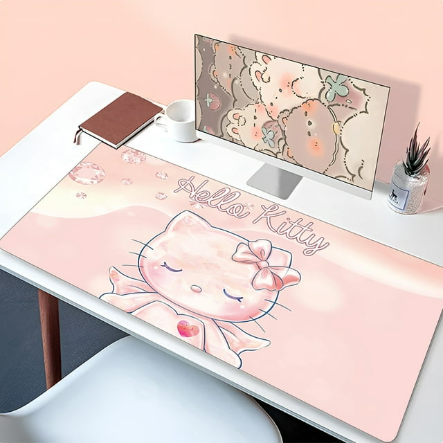 Grand Tapis de Souris Rose Accessoires pour Ordinateur Portable Sanrio Kawaii Tapis de Clavier Ordinateur Hello Kitty Chat Gamer Tapis de Souris Mignon pour Bureau