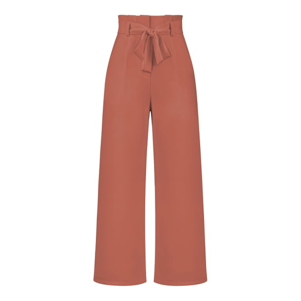 Pantalones de traje de mujer para el lugar de trabajo de moda Pantalones casuales de pierna ancha que combinan con todo con cinturón Pantalones elegantes para el viaje diario para el verano