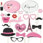 Baade Paris Party Photo Booth Props,18PCS Paris Party Photo Booth Props Kit Paris Themed Decoration for Party Favors