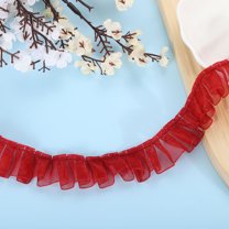 Uxcell Ruffle Lace Ribbon Trim Pleated Lace Fabric Trim 11 Yard Burgundy