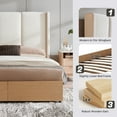 thumbnail image 3 of Queen Size Bed Frame and Upholstered Headboard, Solid Wood Platform Bed with Storage Drawers, Durable Wooden Slats, Solid and Stable, Noiseless, No Box Spring Needed, Easy Assembly, Beige, 3 of 10