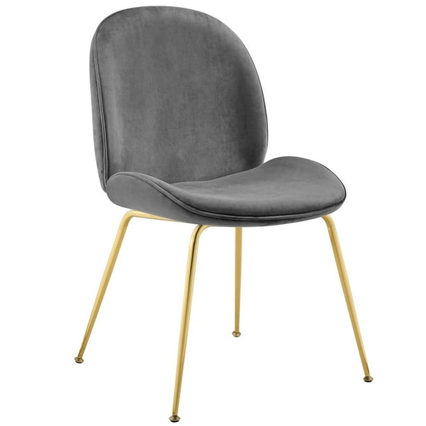 Gold Stainless Steel Leg Performance Velvet Dining Chair, Gray