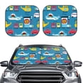 thumbnail image 2 of Goofa Transportations With Cute Animals Pattern 2 Piece Car Windshield Sun Shade Foldable | Front Windshield Shade for Sun, Heat and UV Rays | Sunshade for Car Front Window-Small, 2 of 7
