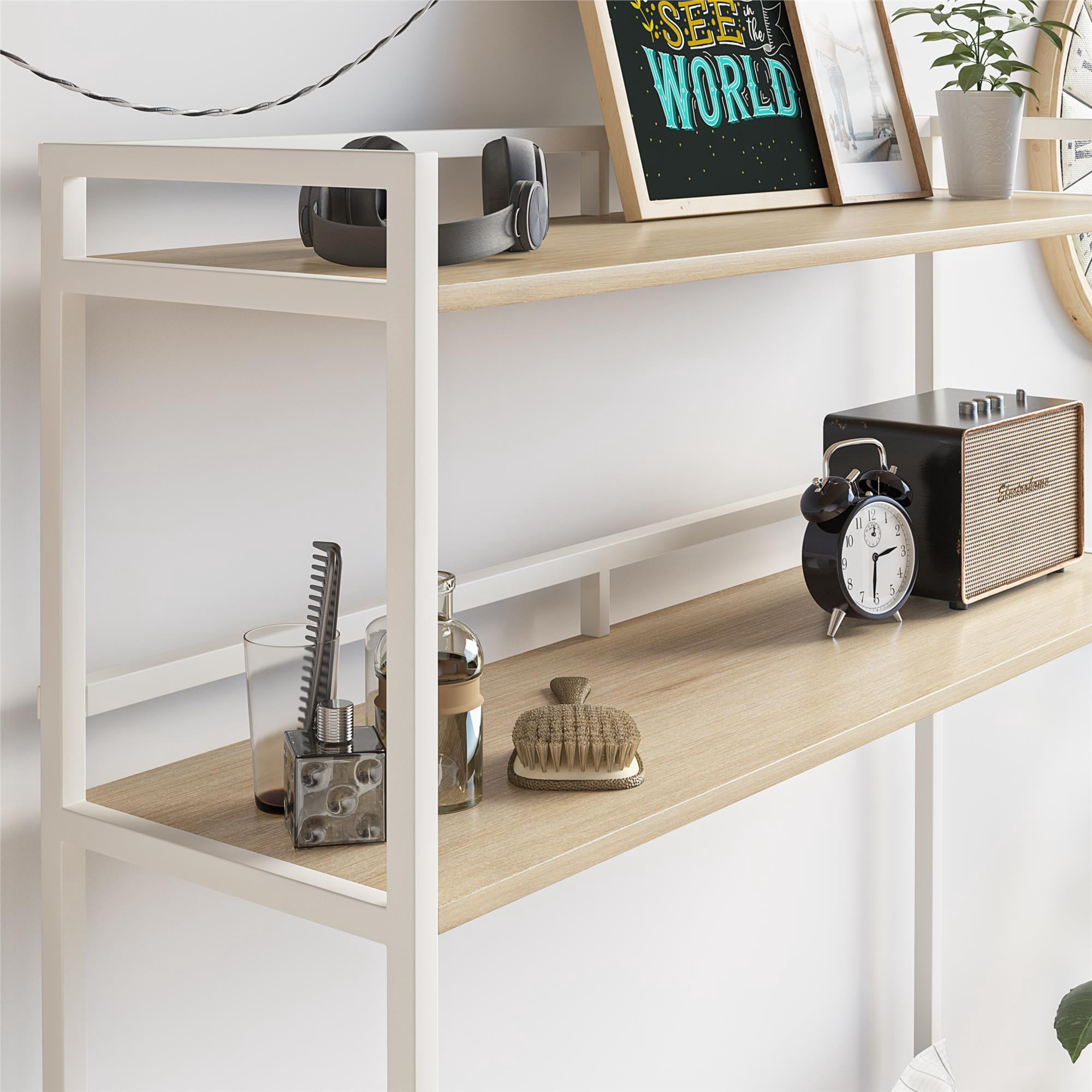 Novogratz Beverly Over-The-Bed Storage for Twin & XL Twin Beds, Blonde Oak/White