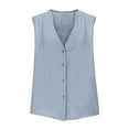 thumbnail image 4 of Ladies Cotton Linen Tank Tops Solid Summer Sleeveless Tshirt Button Up Vest Shirt V Neck Loose Tanks Casual Basic Tops for Women Lightweight Breathable Blouses, 4 of 4