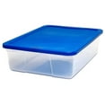 thumbnail image 2 of HeSLehs 28 Quart Snaplock Clear Plastic Storage Tote Container Bin with Secure Lid and Handles for Home and Office Organization, Blue (2 Pack), 2 of 9