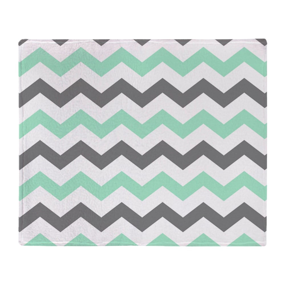 CafePress Mint And Gray Chevron Pattern Throw Blanket Soft Fleece